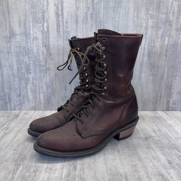 Vintage Distressed Style Cowboy Double H Boots 9649 Made In The USA Mens 8 1/2 D - Picture 1 of 16